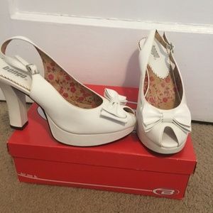 White peek a boo heels